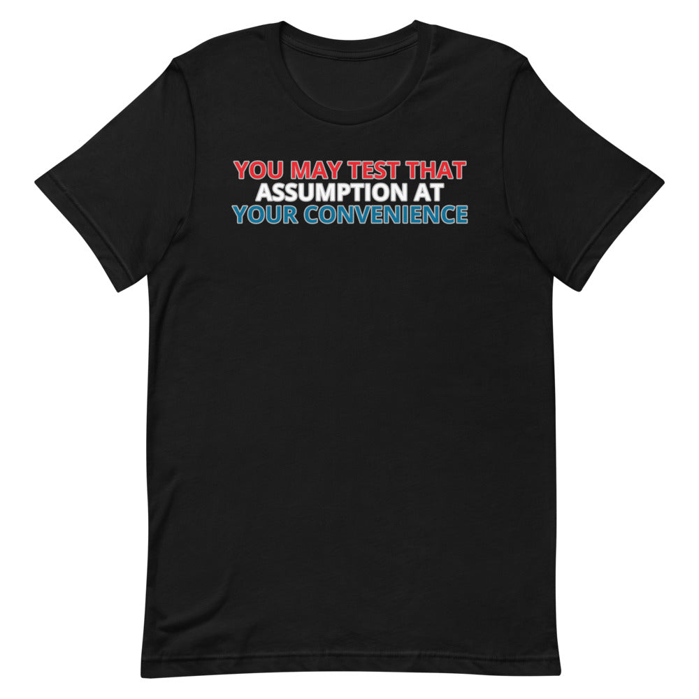 You May Test That Assumption shirt by Rogue Dynamics